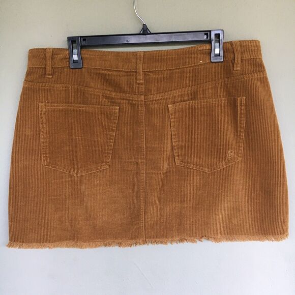 Indigo Rein Corduroy Skirt Women 13 30 Brown Mini Button Fly Y2K Academia Core - Picture 3 of 10
